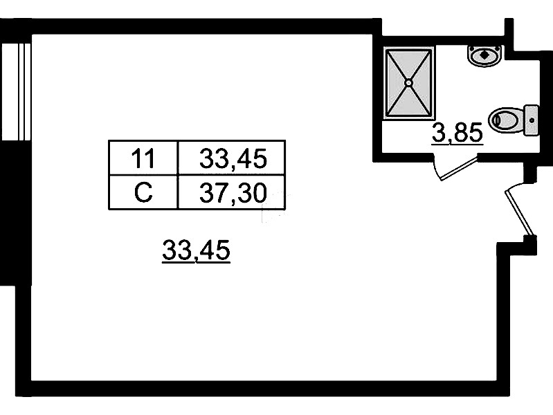 Квартира студия 37.38 м², 6/9 эт., Апарт-отель «Апарт отель Well»